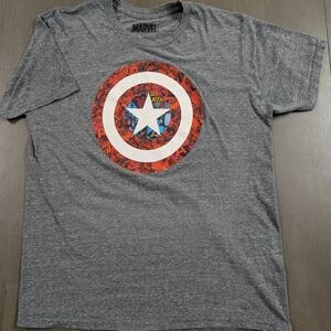 Marvel Gray Captain America Star Emblem T-Shirt